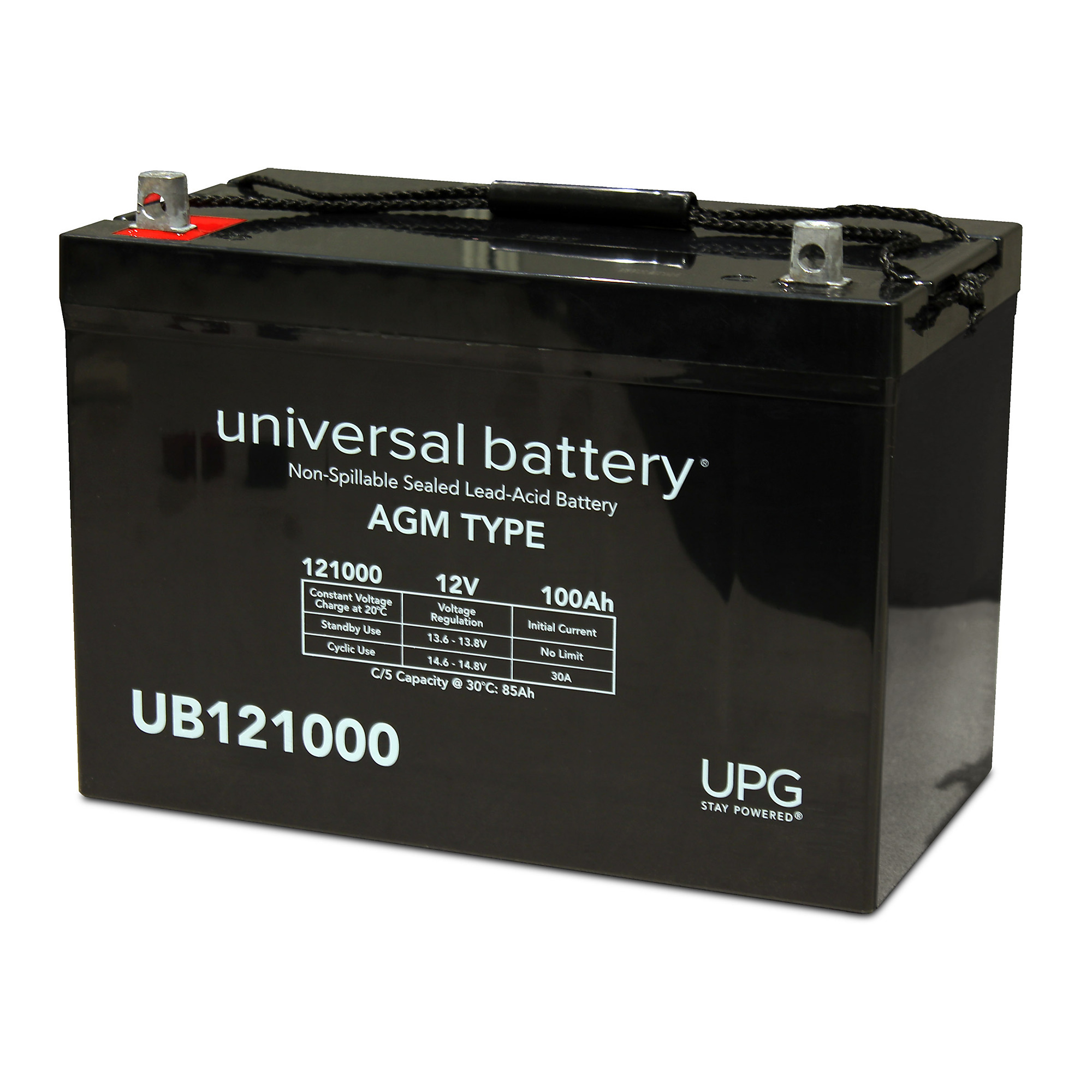 UPG Universal Sealed Lead-Acid Battery, AGM-type, 12V, 100 Amps, Group 27, Model# UB121000